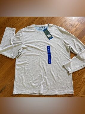 NWT Orvis  Men's Long-Sleeve Crewneck Shirt - Light Gray Sz L Father’s Day!